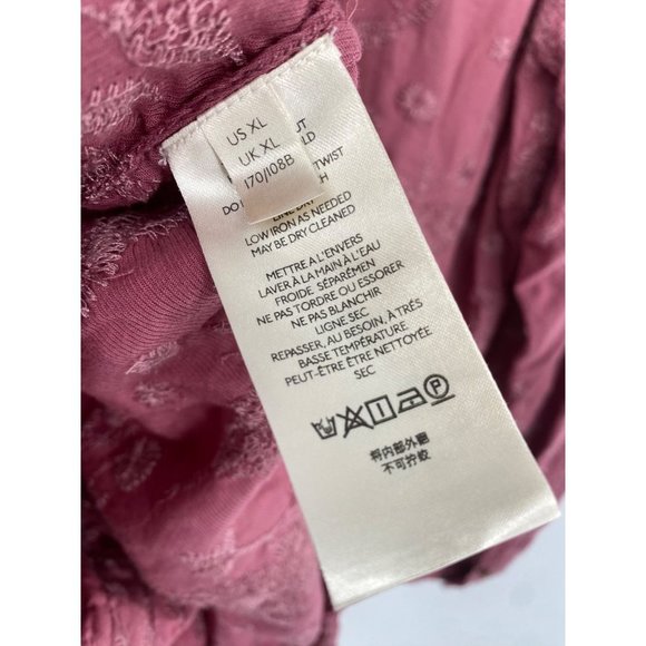 ANTHROPOLOGIE PILCRO BUTTON FRONT EMBROIDERED ROSE PINK XL - Picture 5 of 6